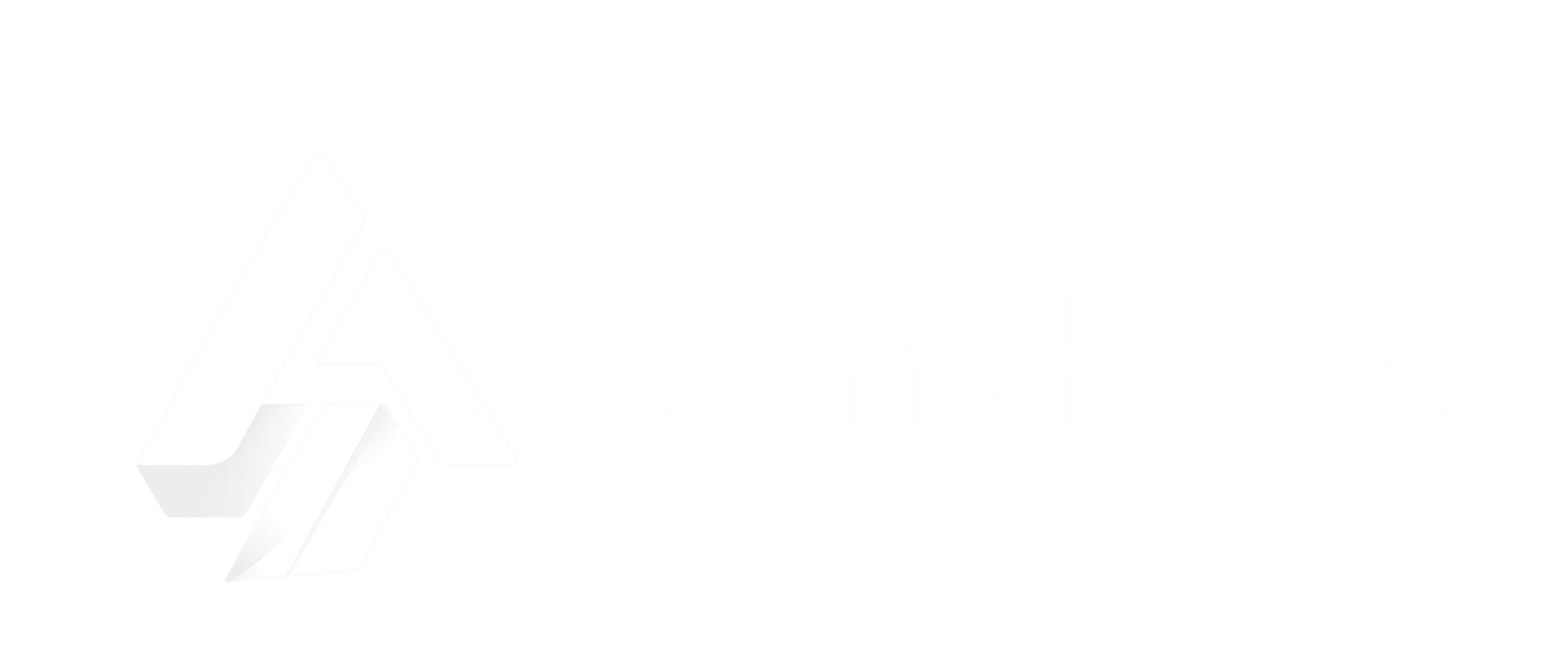 Tomohtek white lockup for dark backgrounds