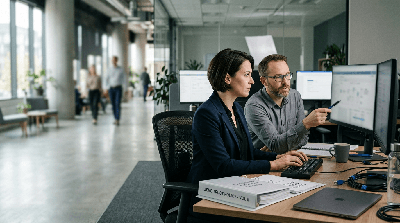 Security architects reviewing identity and access governance